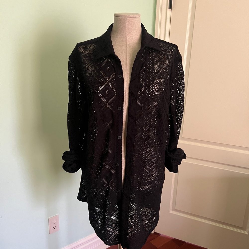 Zara Black Lace Patterned Blouse